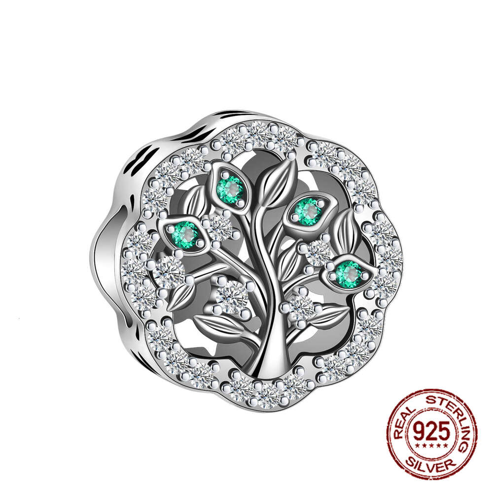 925 Sterling Silver Green Series Four Leaf Clover Lucky Butterfly Pendant Fit Original Bracelet Charm Beads DIY Jewelry