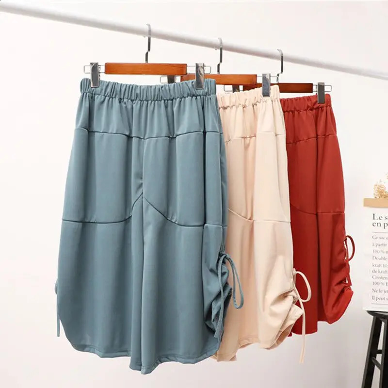 Ultra fine womens summer loose shirt solid color elastic waist harem fashionable full matching pockets Trouser 240913
