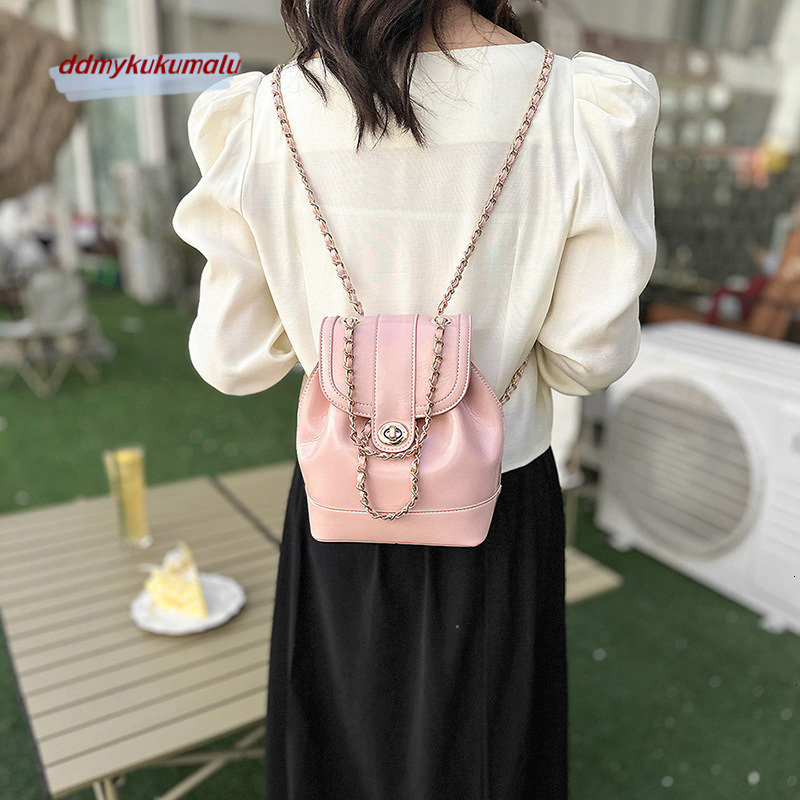 Fashionable and versatile black small fragrance chain backpack, women's Instagram outdoor niche single shoulder bag H726#38 04d29