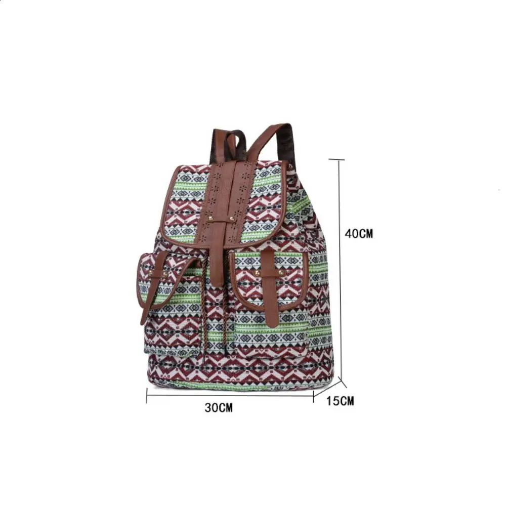 Fashion Ethnic Style Pattern School Bags Canvas Large Capacity Backpack Bags Travel Backpack Student 240912