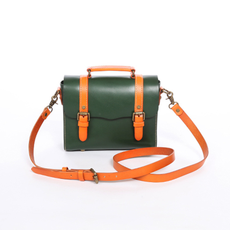 2024 Plant tanned leather Cambridge spring color contrasting top layer cowhide handbag, crossbody bag, summer
