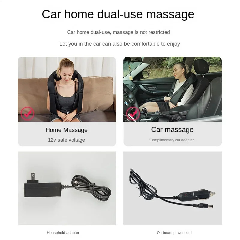 16 head black knee acupressure neck electric massager deep tissue shoulder massager home and car massager 240914