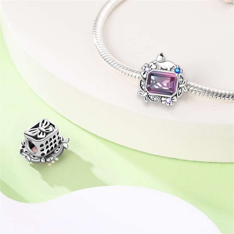 New 925 Sterling Silver wers Gem Butterfly Charms Beads Fit Original Bracelet DIY Warm Birthday Jewelry Gift