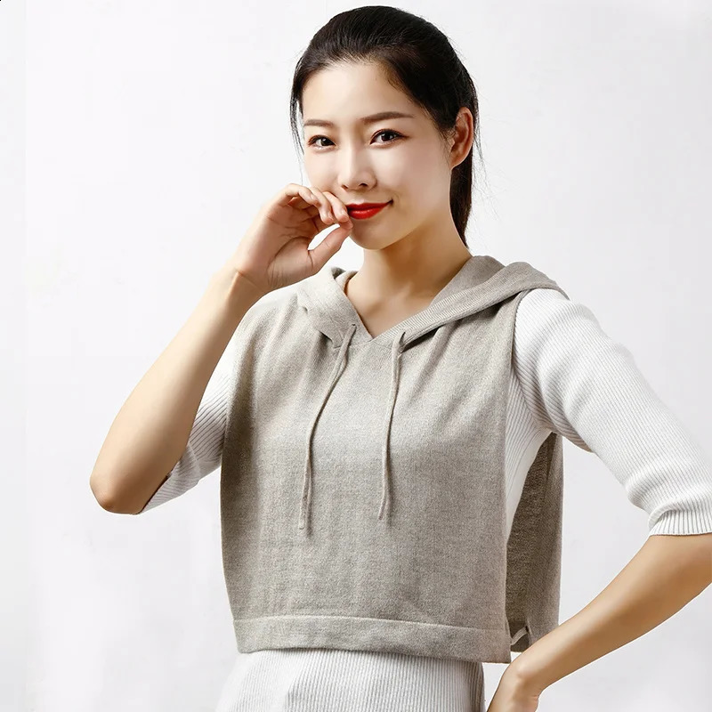 Sparsil Women Cashmere Wool False Collar Autumn Winter Knitted Warm Hooded Scarf Turtleneck Ring Scarves Solid Soft Pullover 240909