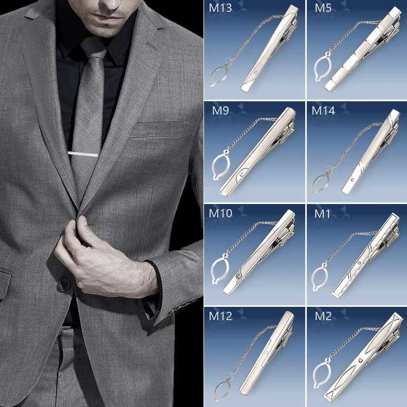 Necktie Clips Mens Business Silver Geometric Tie Clip Wedding Accessories Jewelry Simple Korean Stickpin W240914