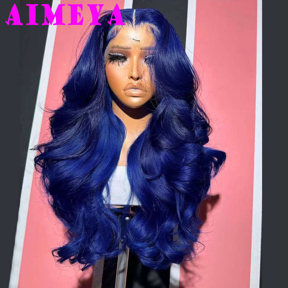 AIMEYA Lace Front Wigs For Women Natural Haire Synthetic Hair Royal Blue Long Body Wave Daily Use Cosplay Wig