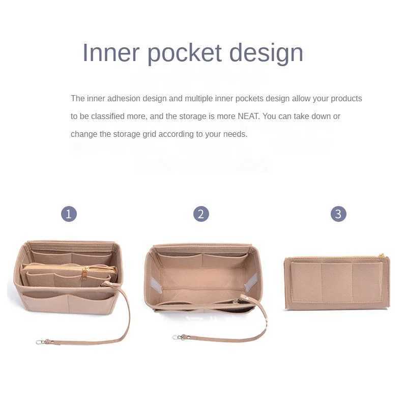 Multifunctional Large Capacity Makeup Storage Bag Felt Cloth Liner Travel Insert Portable Bag in Bag Cosmetic Organizer Z240914