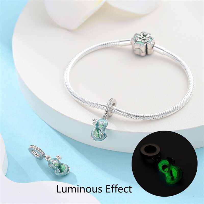 Summer 925 Sterling Silver Octopus Tortoise Luminous Seaworld Charms Beads Fit Original Bracelets DIY Jewelry