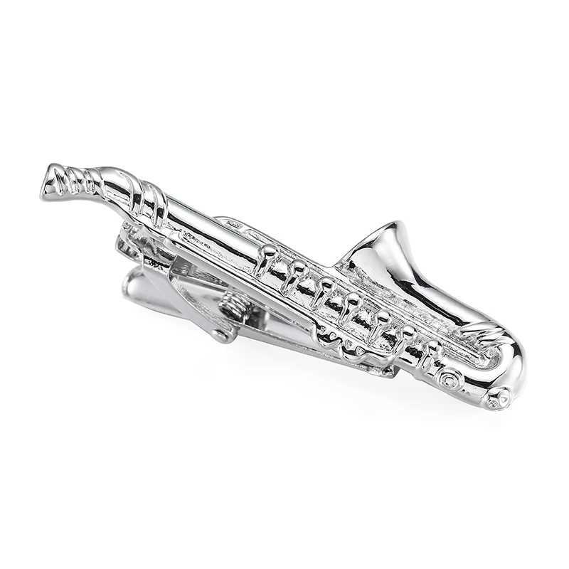 New copper material music tri color saxophone tie clip fashionable mens wedding tie clip clothing accessories wholesale W240914