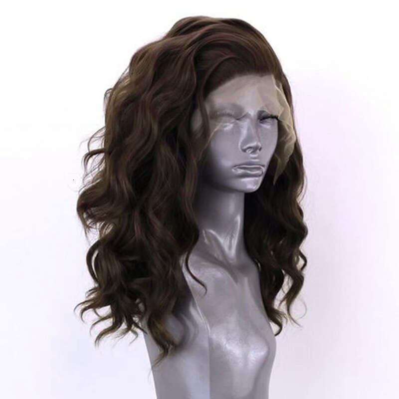 AIMEYA Brown Loose Beachy Wave Synthetic Lace Front For Women Free Part Pre Plucked Natural Looking Daily Wear Wigs