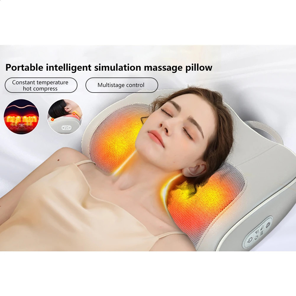 Multi functional massage pillow 3-level relaxation massage pillow vibrator electric neck and shoulder heating kneading massage pillow 240914