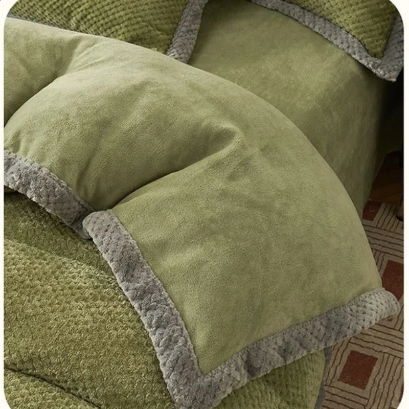 Bedding Set Winter Warm Thicken Milk Veet Duvet Bed Sheet and Pillowcases Quilt Cover Queen King Size 220x240cm 240904
