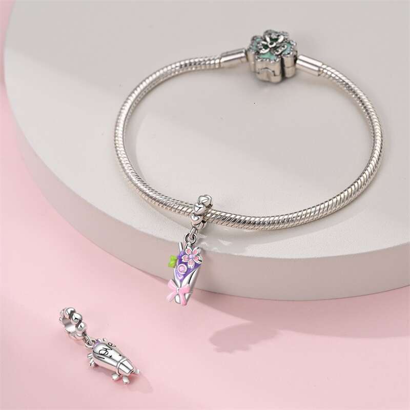 New 925 Sterling Silver Strawberry Cake Afternoon Tea Dessert Charms Beads Fit Original Bracelets DIY Jewelry
