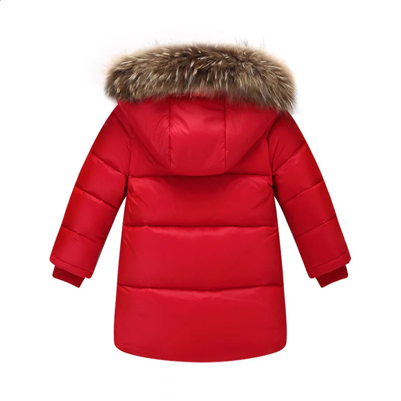 2023 Nature Fur winter down jacket for boys coats girl clothes childrens clothing thicken outerwear parka kids 80160cm 240905