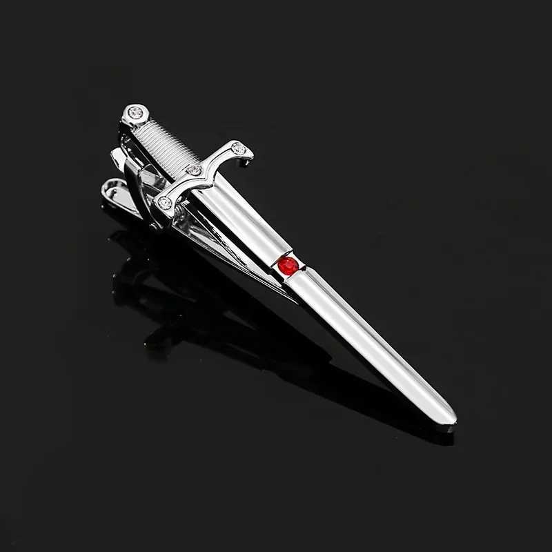 Sword and Tie Clip Personalized Mens Business Banquet Party Formal Dress Shirt Collar Accessories Fashionable and Simple Crystal Tie Clip W240914