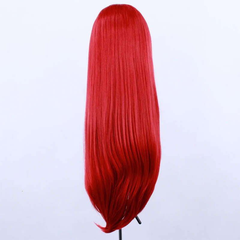 Bright Red Sythetic Front Silky Straight 10% Human Hair Lace Frontal Wig For Women Natural Haire Daily Wear