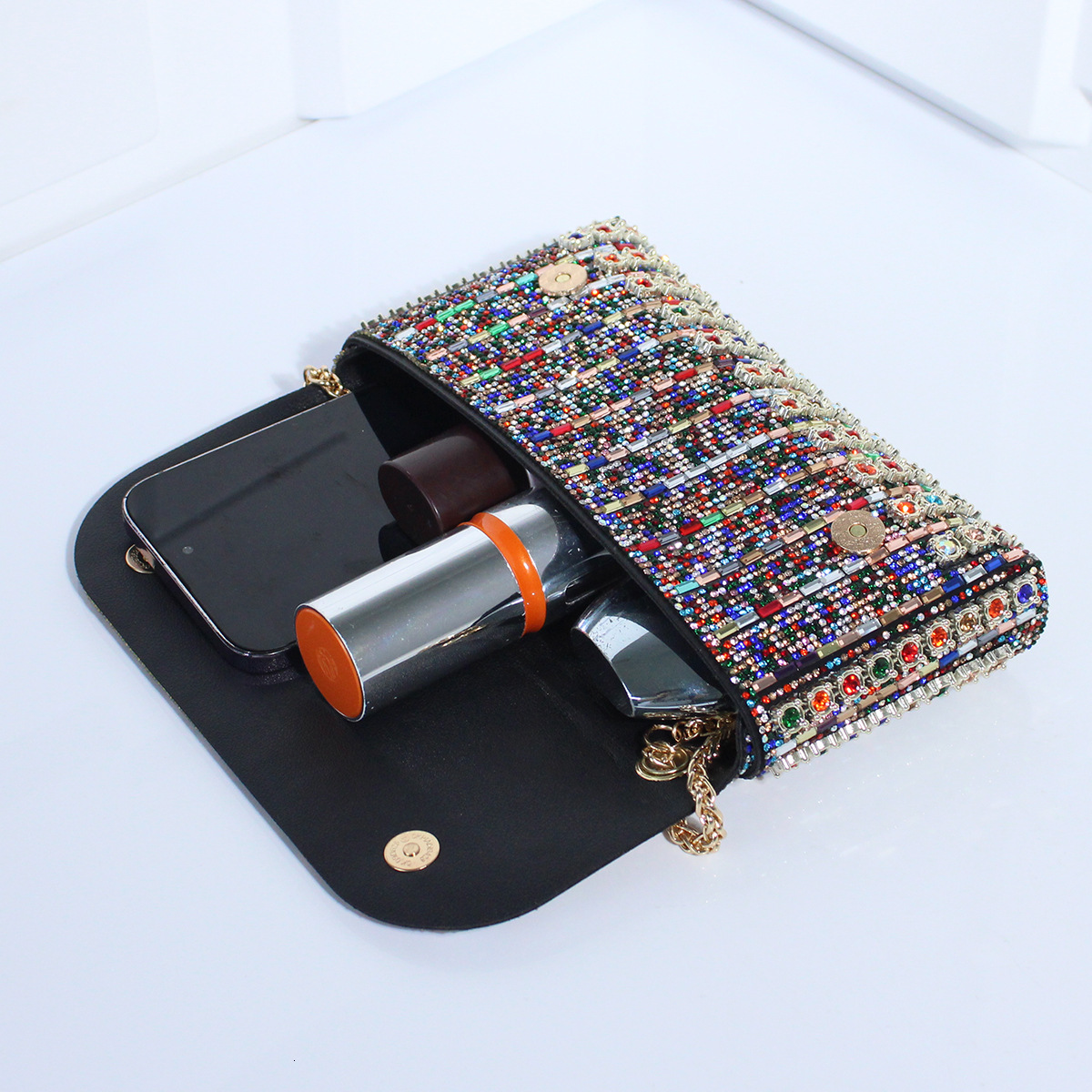 New socialite banquet bag, fashionable diamond inlaid handbag, high-end and exquisite square women's handbag