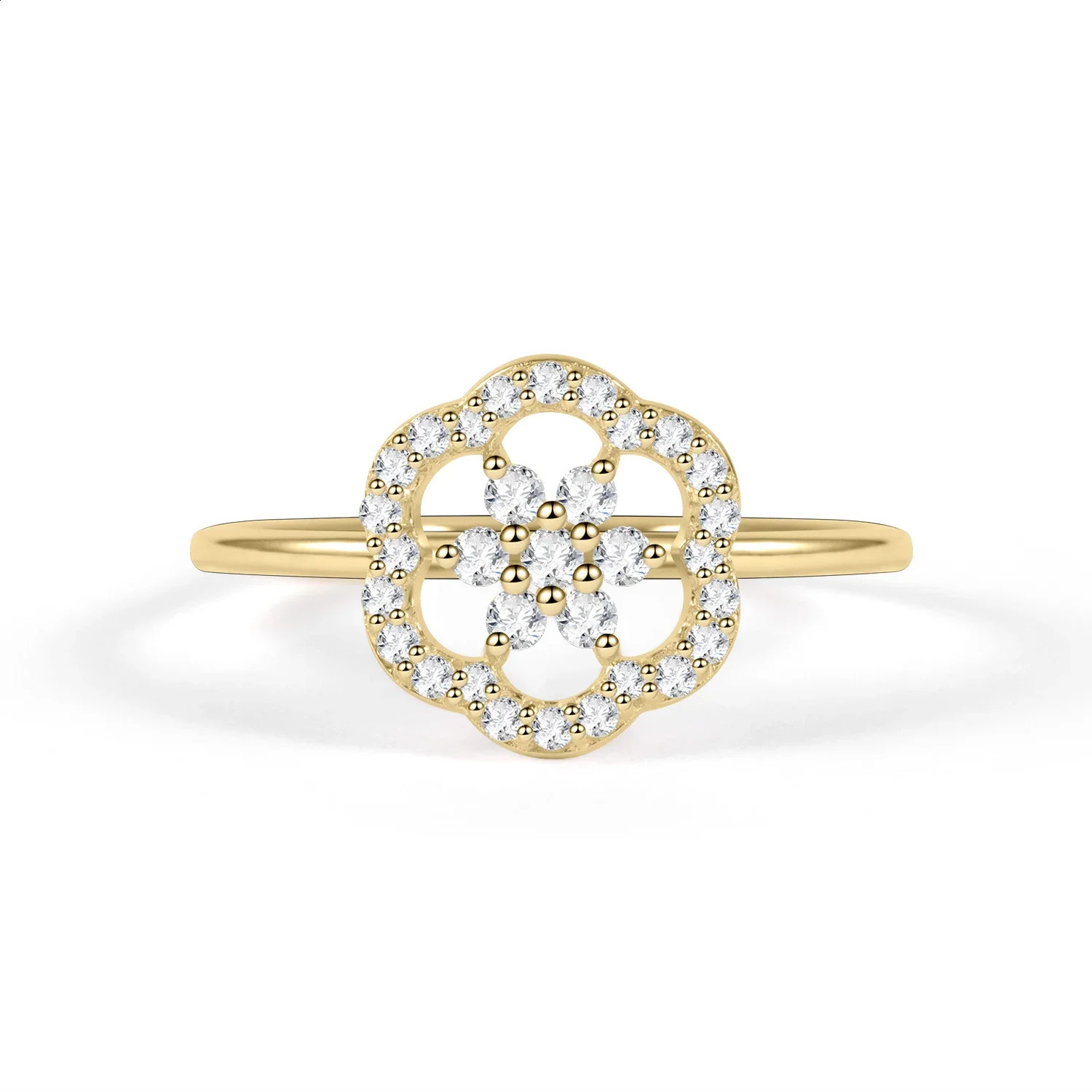 GEMS BALLET 925 Sterling Silver Floral Cluster Ring Unique Minimalist Flower Gold Gift for Her 240906