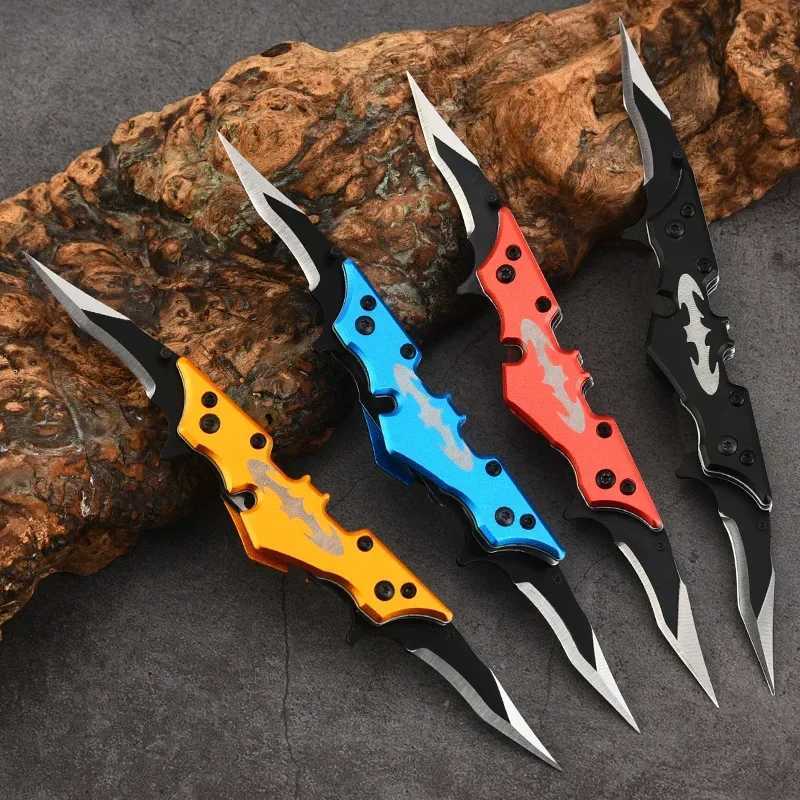 Bat folding knife high hardness self-defense knife unbox knife double-edged pocket knife stainless steel sharp folding knife Y240914