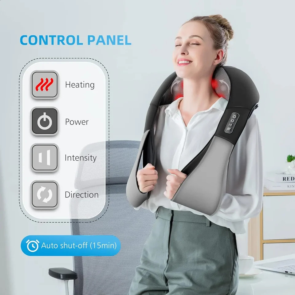 Finger press back shoulder and neck massager electric full body massage until deep kneading of leg muscle tissue heated pillow massage 240919