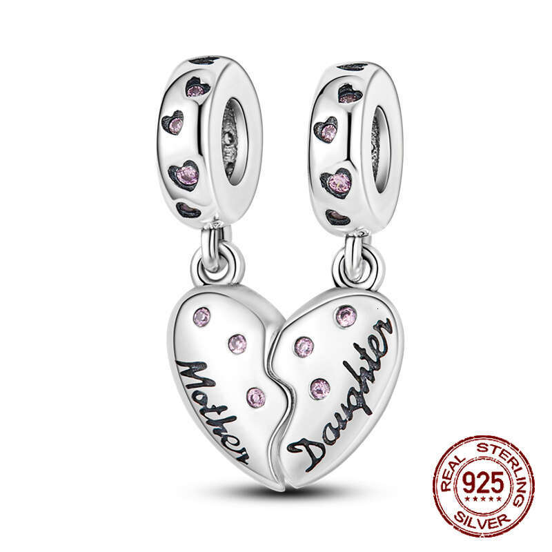 925 Sterling Silver Heart Shaped Warm Family MOM Charm Beads Fit Original Bracelets Fine DIY Mother's Day Jewelry Gifts