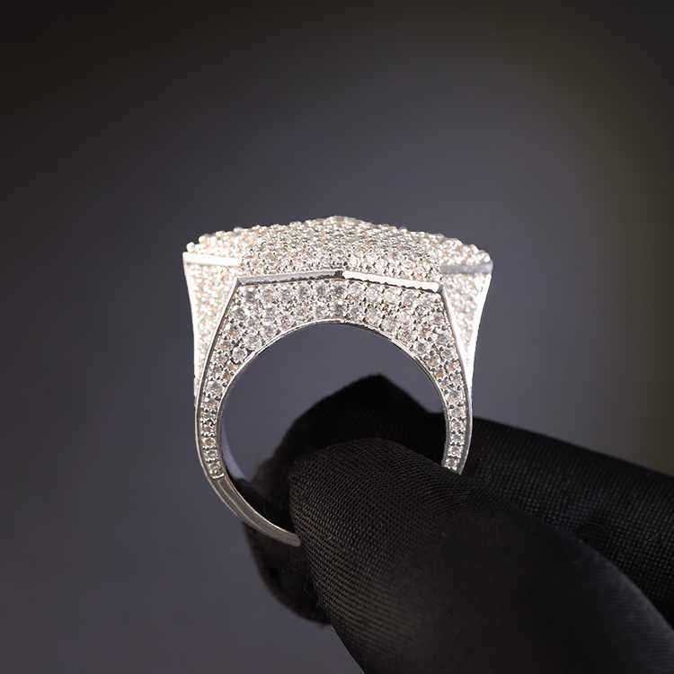 RTS ring S sier iced out hip hop jewelry white gold plated vvs moissanite dia cuban star rings