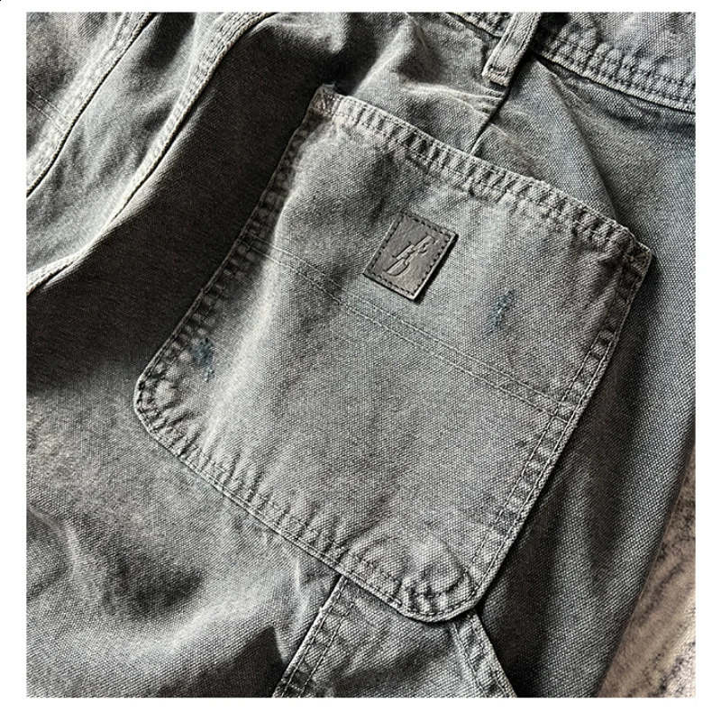 ss High Street ERD Vintage Wash Hole Cargo Jeans Y2k Streetwear Clothing Techwear Traf Men Trousers Sweatpants Clothes 240909