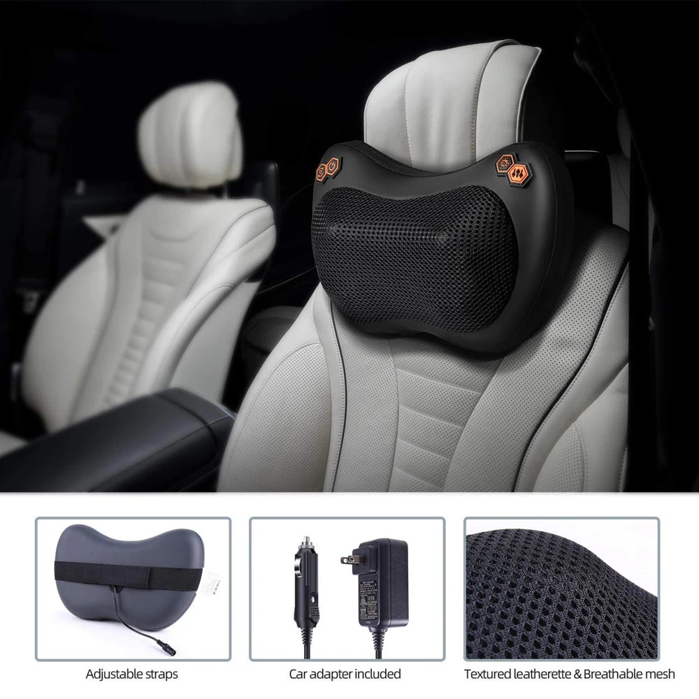 Massage Pillow Neck Massager Heating Car Pillow Finger Pressure Vibration Massager Neck Relaxation Muscle Massage 240914