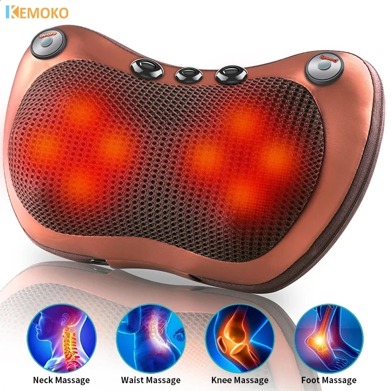 Electric neck and back massager Cervical Traction body massager car back pillow heating full body vibration massager 240914