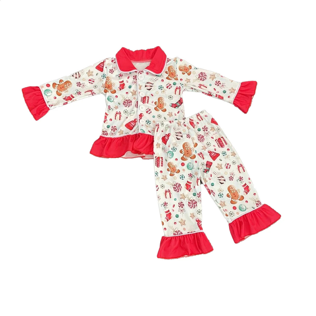 Girls Boutique Christmas Sleepwear Clothing Kids Christmas tree gingerbread Pajamas Outfit Wholesale Boys Pyjamas Sets 240913