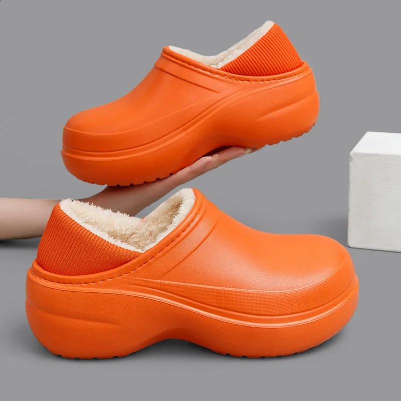 Comwarm winter fur slippers for women warm soft thick sole plush and fluffy slippers for outdoor couples non slip cotton shoes 240914