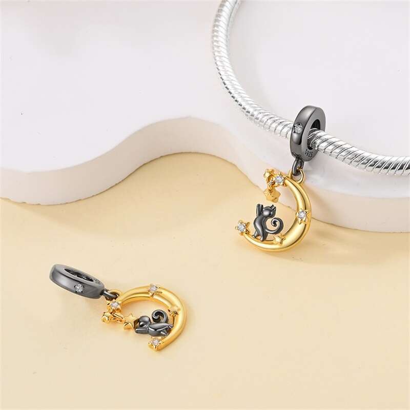 925 Sterling Silver Squirrel Lamb Unearthly Moon Cat Charms Beads Fit Original Bracelets Fine DIY Jewelry Gifts