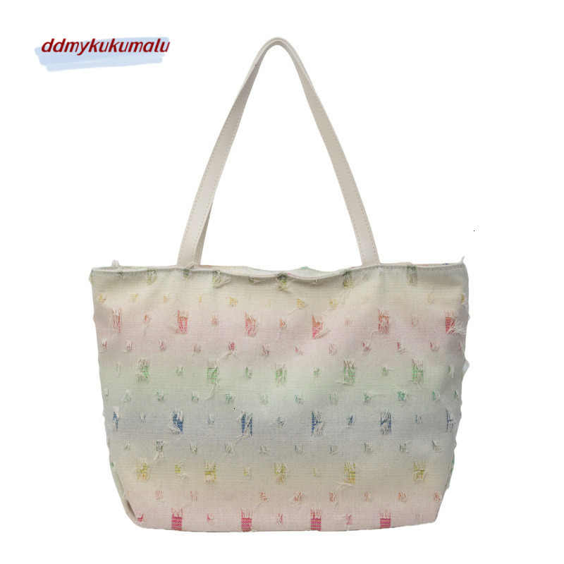 Lazy style, color fantasy tote women's new fashion, large capacity, versatile, personalized commuting shoulder bag, trendy H7.22#20 kukumalu