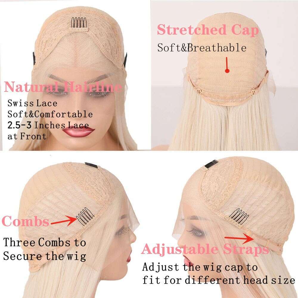 Platinum Blonde Synthetic Lace Front Heat Resistant Fiber White Wavy Natural Looking Fashion Wigs Cosplay Daily Wear 28"