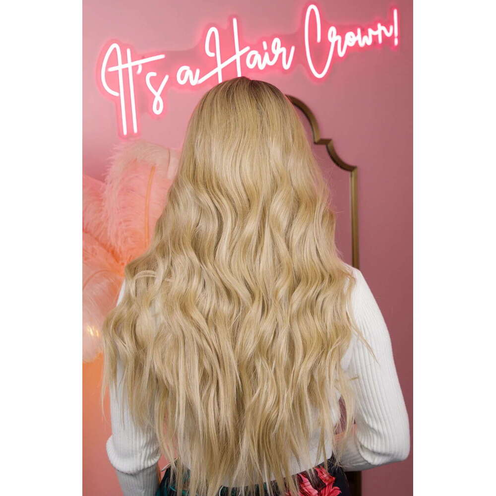 Honey Blonde Synthetic Layered Wavy 13X4 Lace Front Wig 10% Human Hair Mixed Heat Resistant Fiber Cosplay