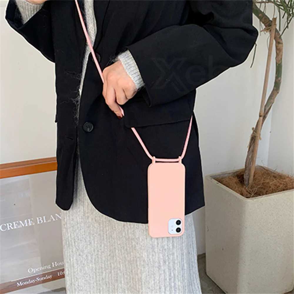 Adjustable Strap Cord Necklace Lanyard Mobile Phone Case For iPhone 16 15 14 13 12 11 Pro Max XS Rope Phone Case P240914