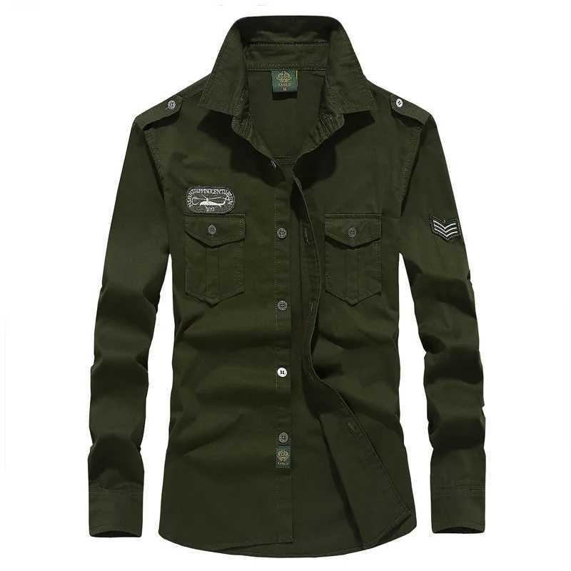 Oversize Mens Shirts Male Long Sleeve Overshirt 6XL Pure Cotton Embroidery Plus Size Military Casual Shirt Men Clothing Z240914 - view 3