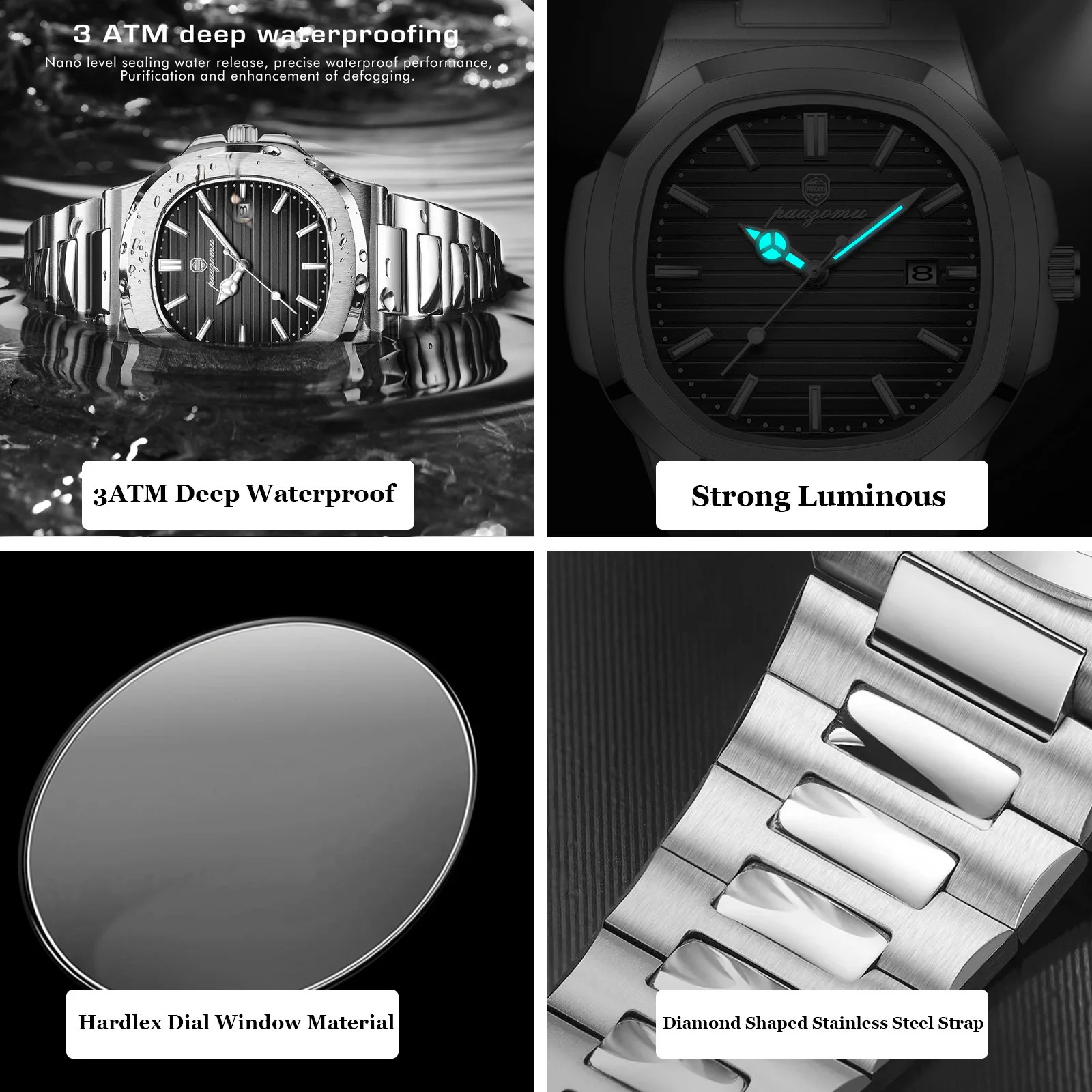 ZOMU Man Wristwatch Waterproof Luminous Chronograph Watch for Men Stainless Steel Mens Quartz Watches reloj hombre 240906
