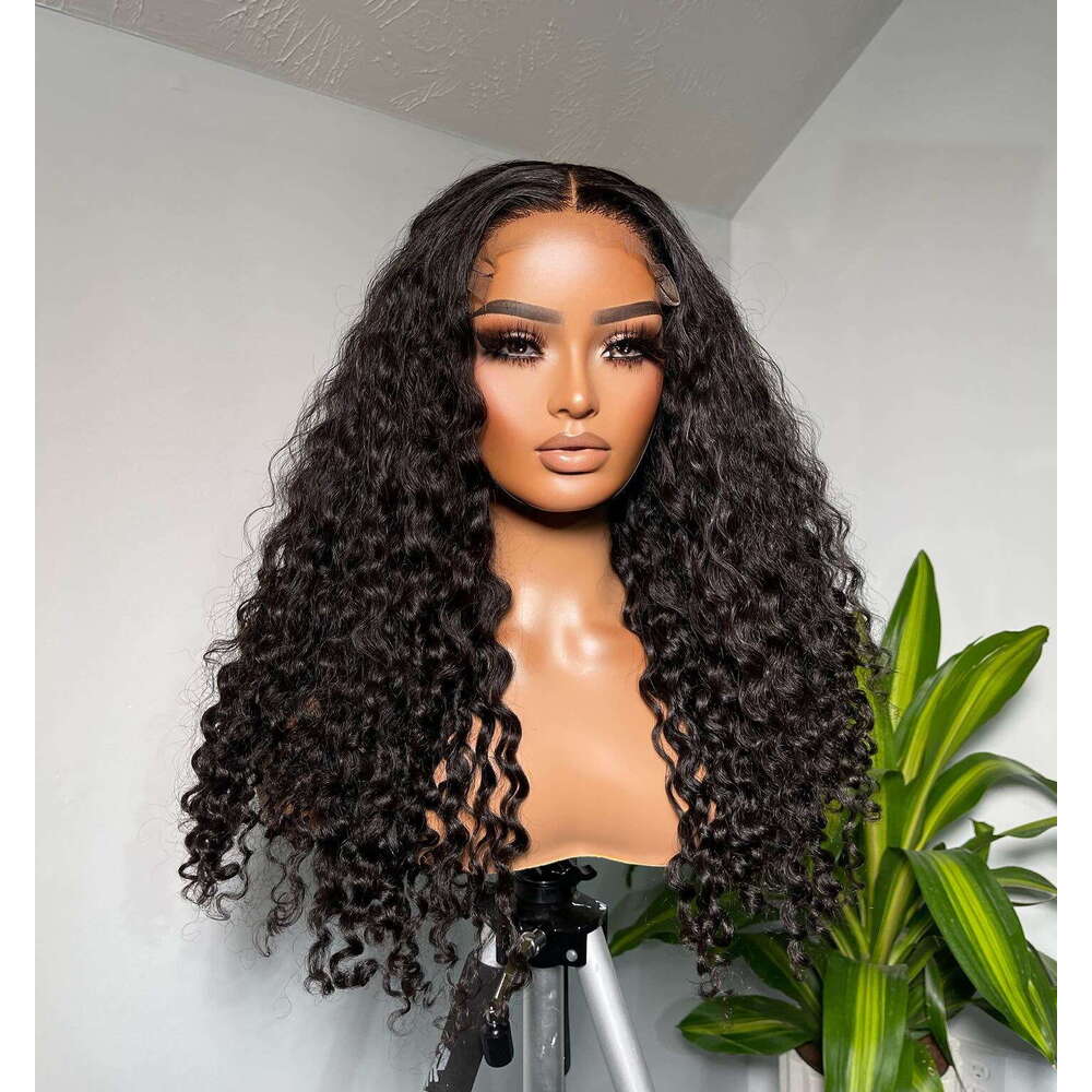Thick Density Curly Wig 10% Human Hair Heat Resistant Synthetic Lace Front Wigfor Black Women 26Inch Daily Use
