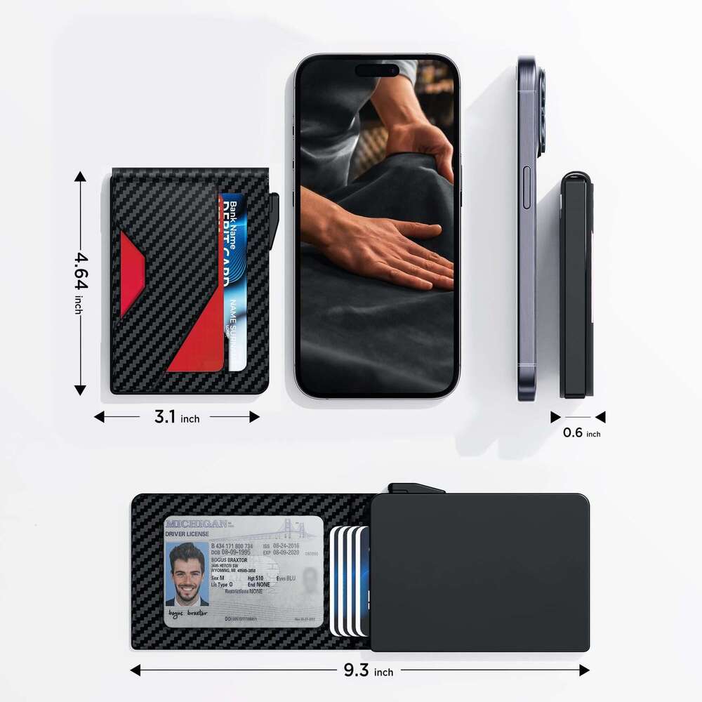 AMZZ Flip genuine leather soft carbon fiber zero wallet men's high-end feeling