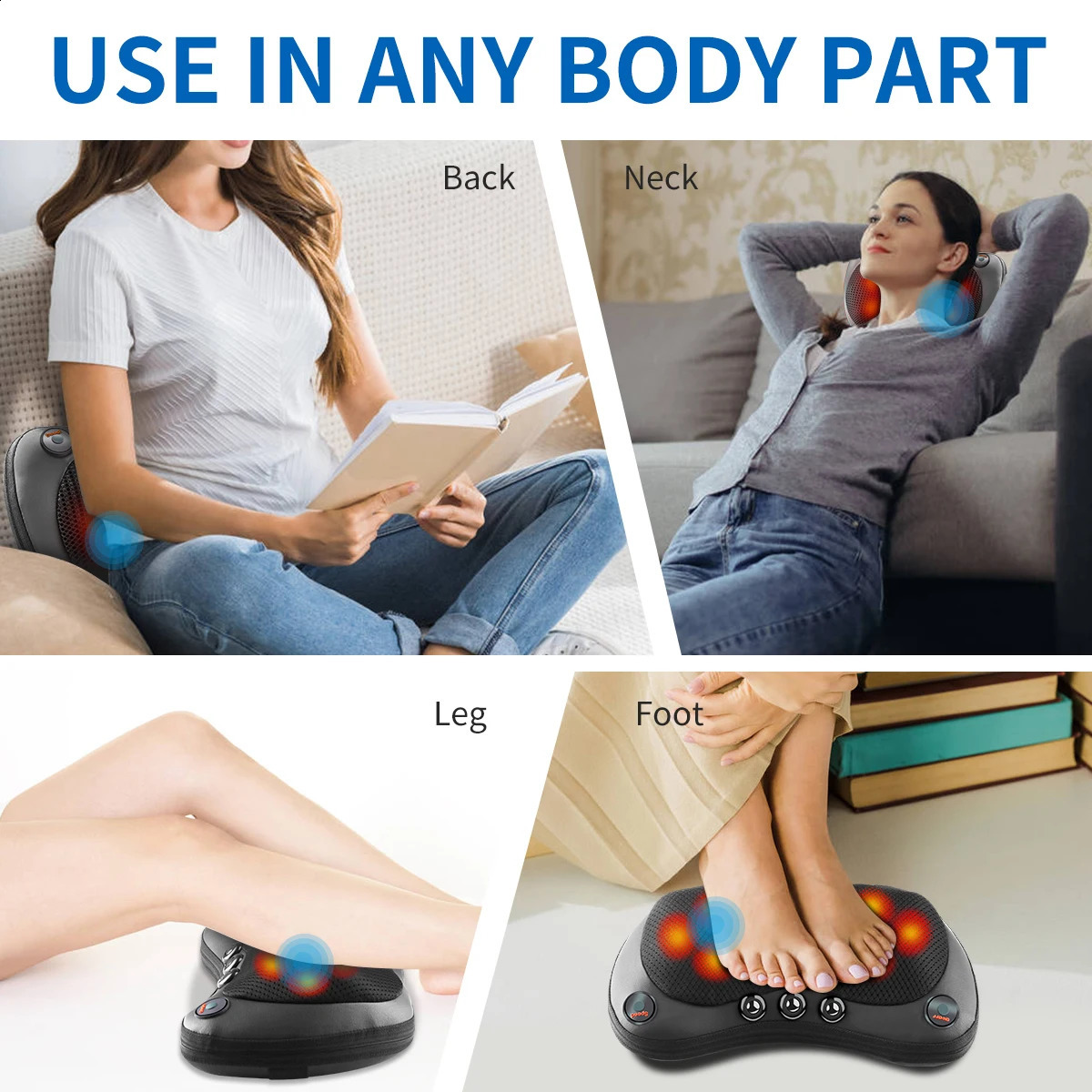 8-head electric back massager with deep tissue neck massager used for shoulder and foot body massage 240919