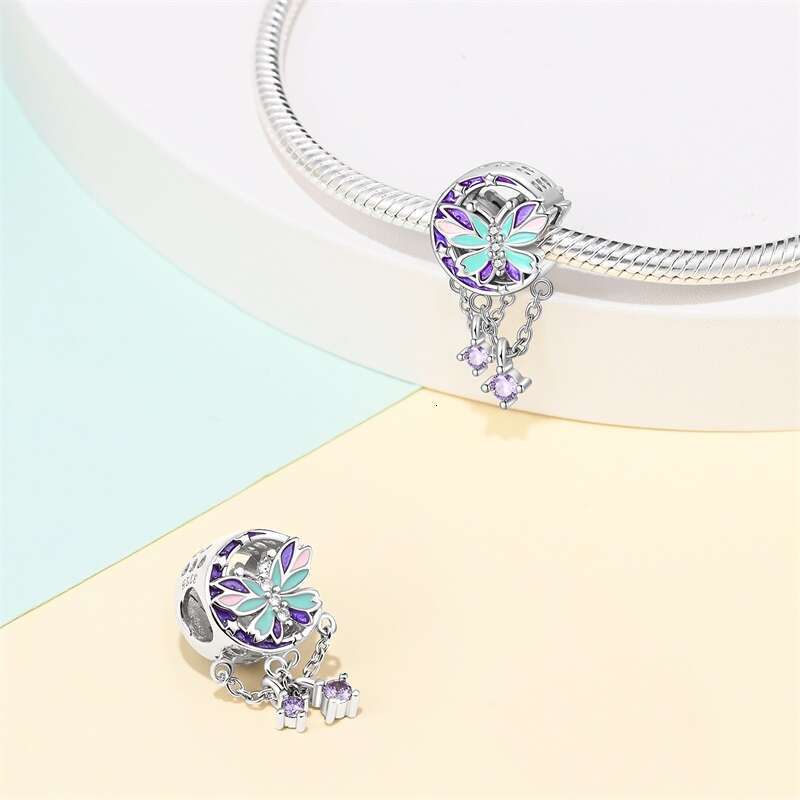 925 Sterling Silver Butterfly Tulip Iris wer Charms Beads Fit Original Bracelets Fine DIY Valentine Jewelry Gifts