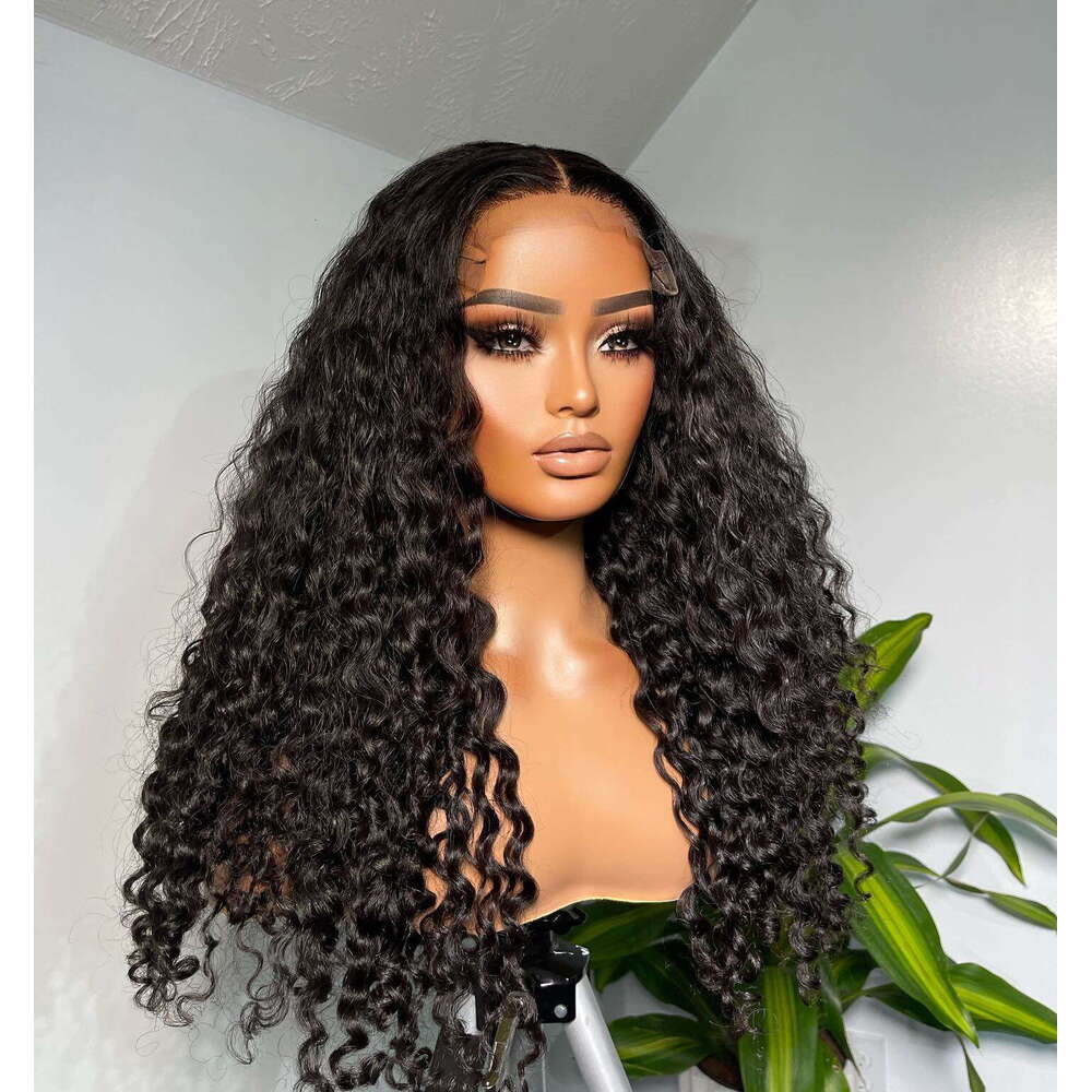 Thick Density Curly Wig 10% Human Hair Heat Resistant Synthetic Lace Front Wigfor Black Women 26Inch Daily Use