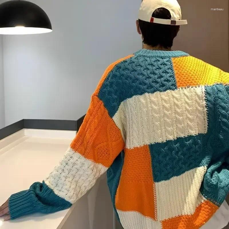 Men's Sweaters Black Zipper Sweater Winter Style Vintage Round Neck Knitted Top Trendy Brand Pullover Line Clothes Jacket