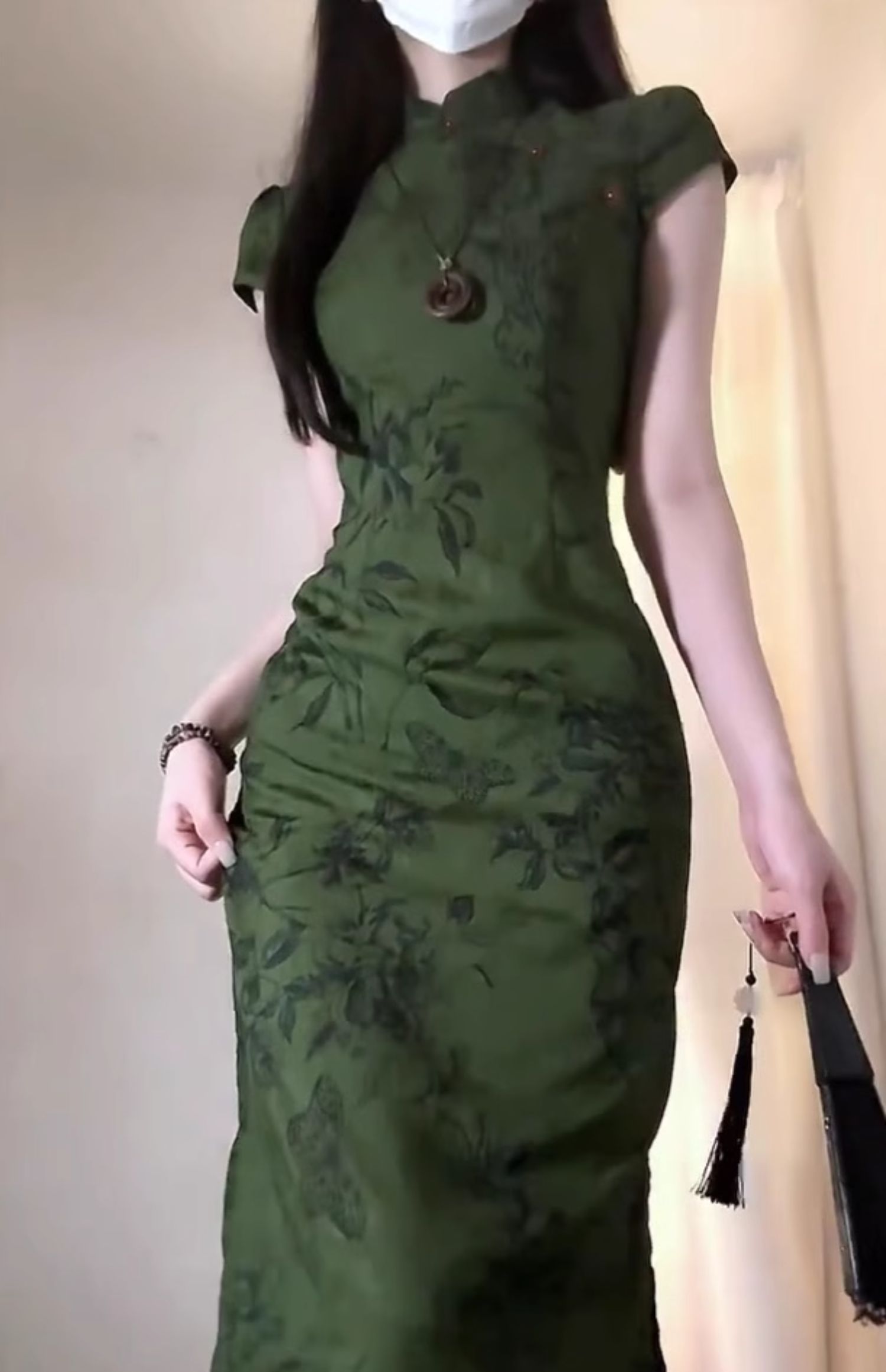Modern Hanfu-Inspired Ink Painting Qipao Dress for Women - Slim Fit, Vintage Floral, Summer Chinese Style Dress