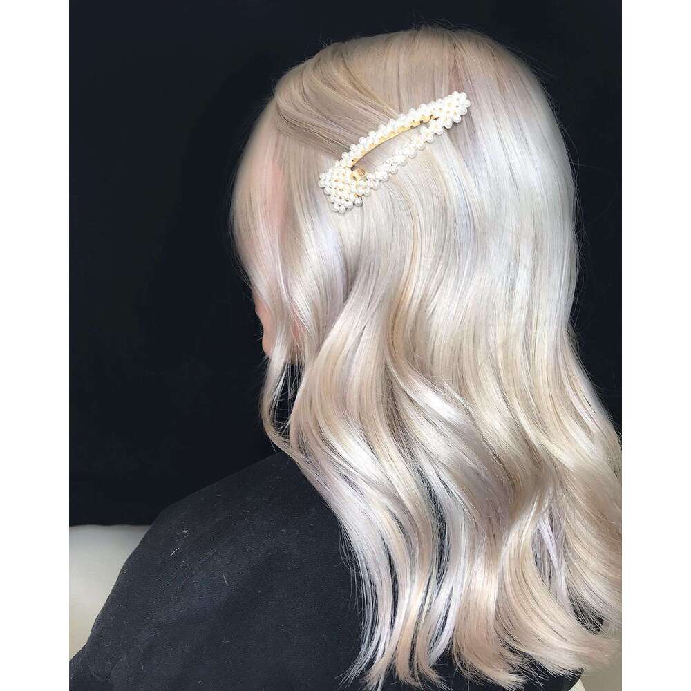 24'' White Blonde Synthetic Lace Front Long Natural Wave Wig For Women 30% Human Hair Wigs Heat Resistant Fiber Daily Wear