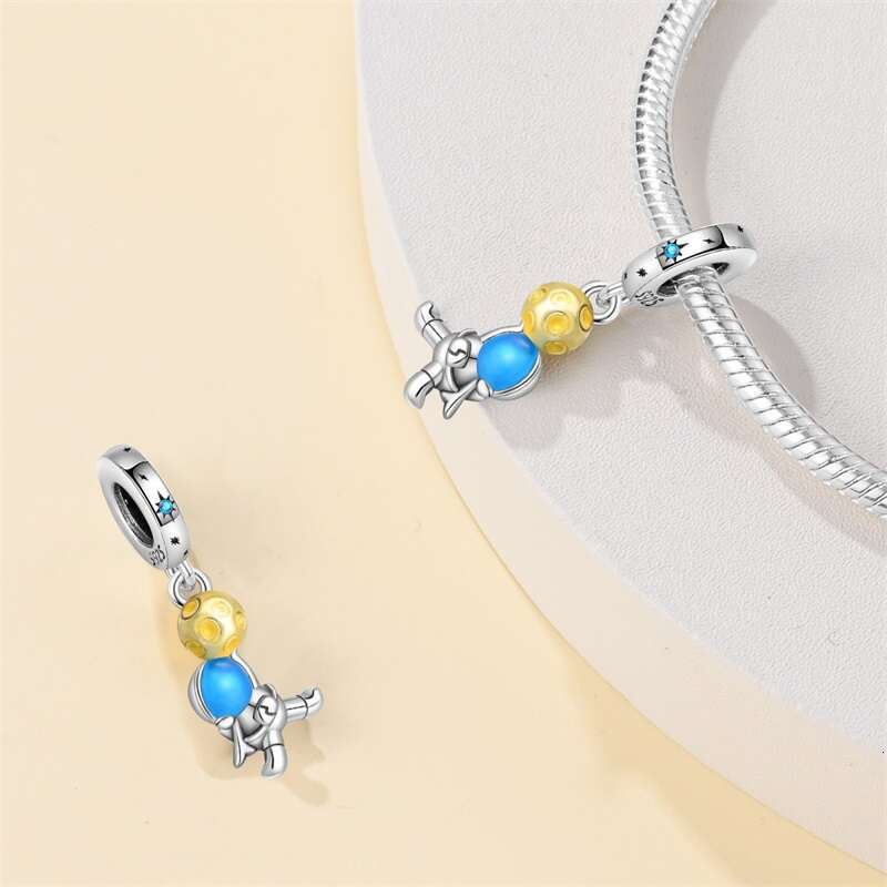 925 Sterling Silver Astronaut Rocket Outer Space Star Charms Beads Fit Original Bracelets Fine DIY Jewelry Gift
