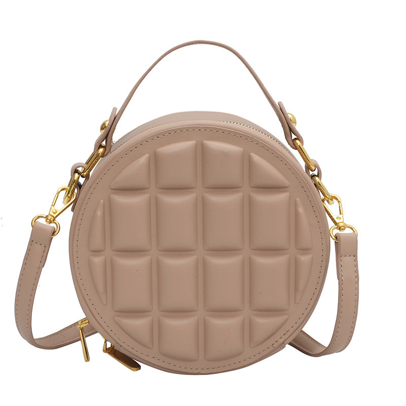 2022 new women's personalized diamond grid small round ins popular fashion single shoulder diagonal cross bag