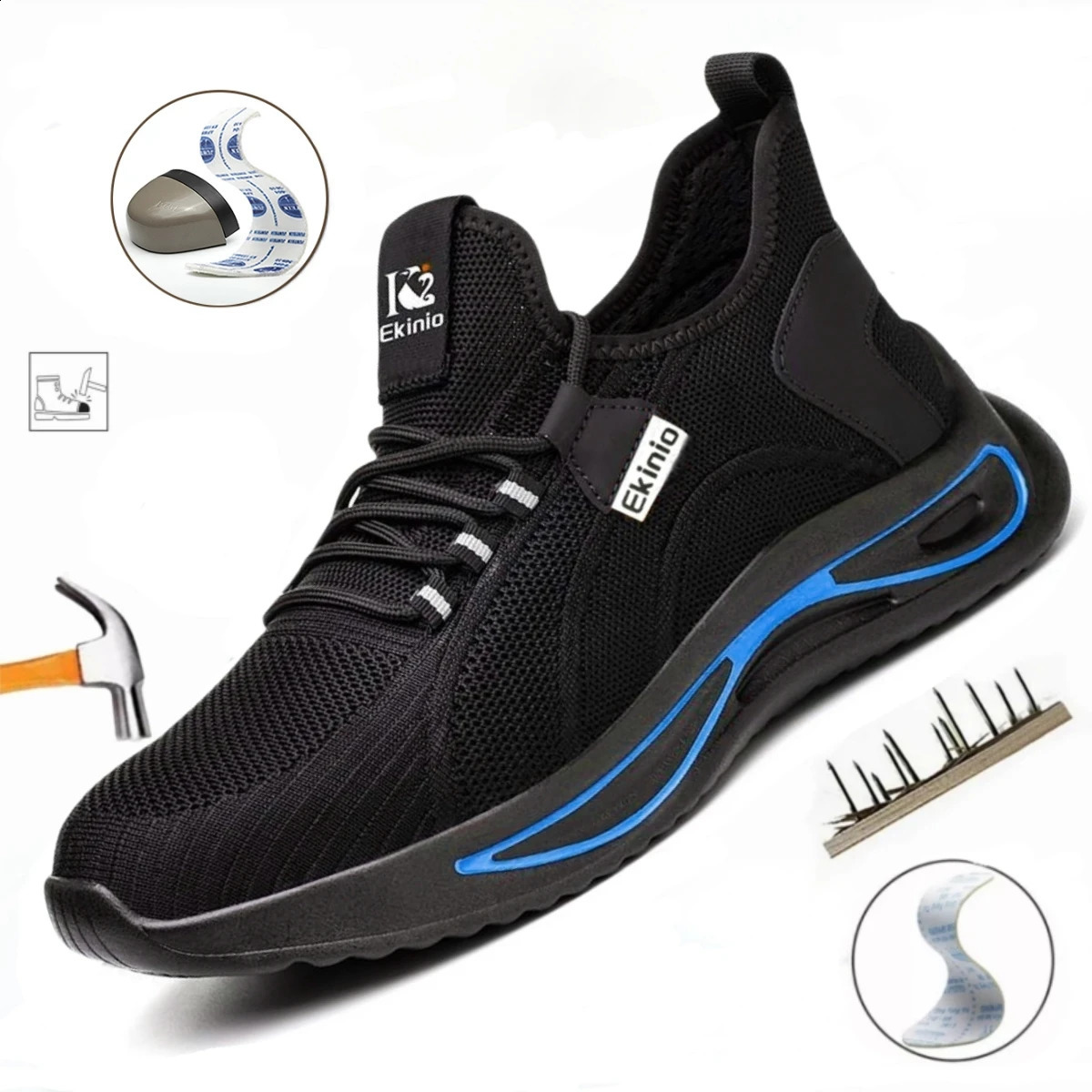 2025 new High Quality Indestructible Safety Sneakers Light Security Men Puncture-Proof Work Boots Steel Toe Shoes 240904