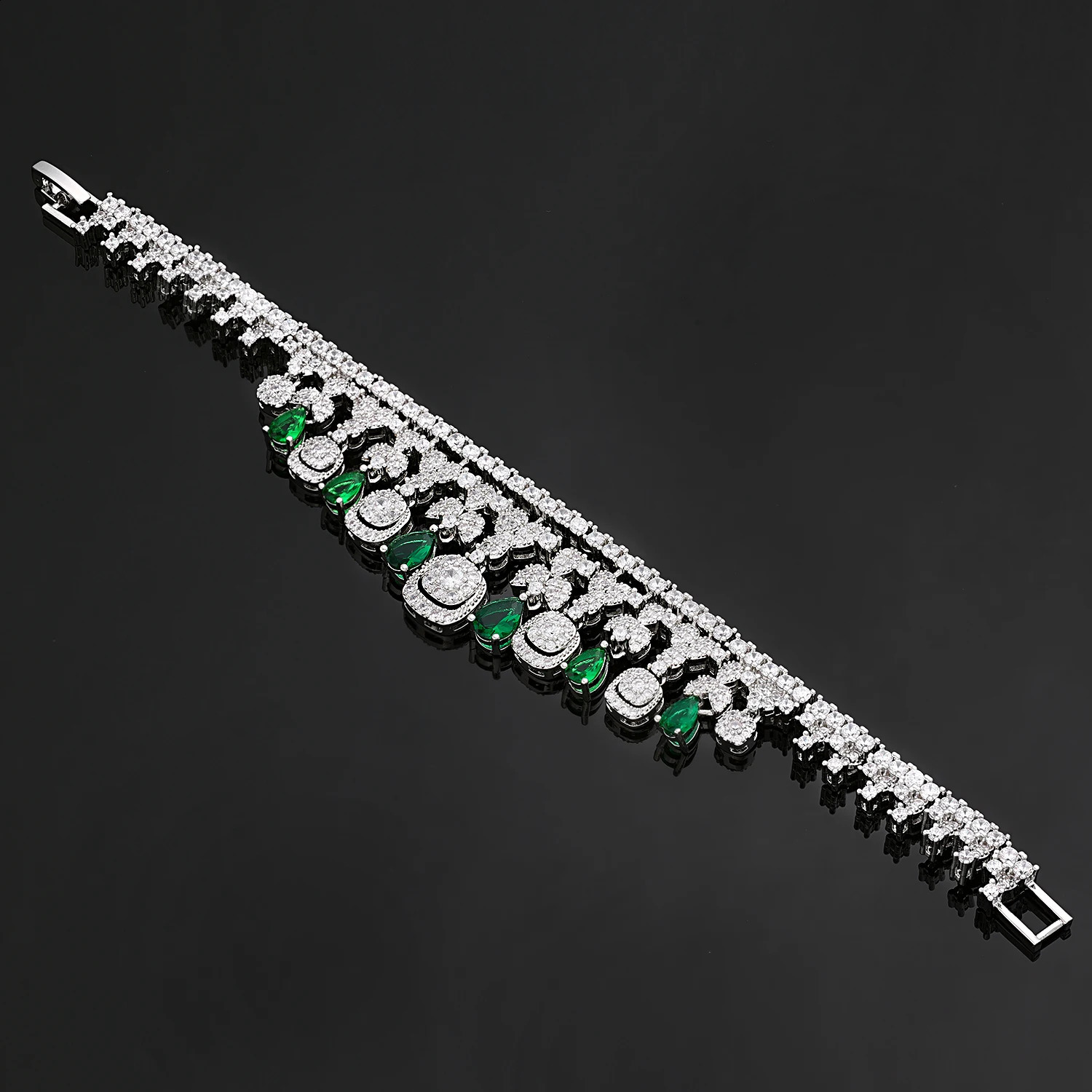 Arrival Dubai Bridal Wedding Bridal 4-piece Jewelry Set Green Cubic Zirconia Pendant Necklace 240906